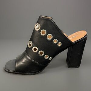 Jacobies Beverly Hills Women's Black Heeled Mules with Silver Accents Size 9